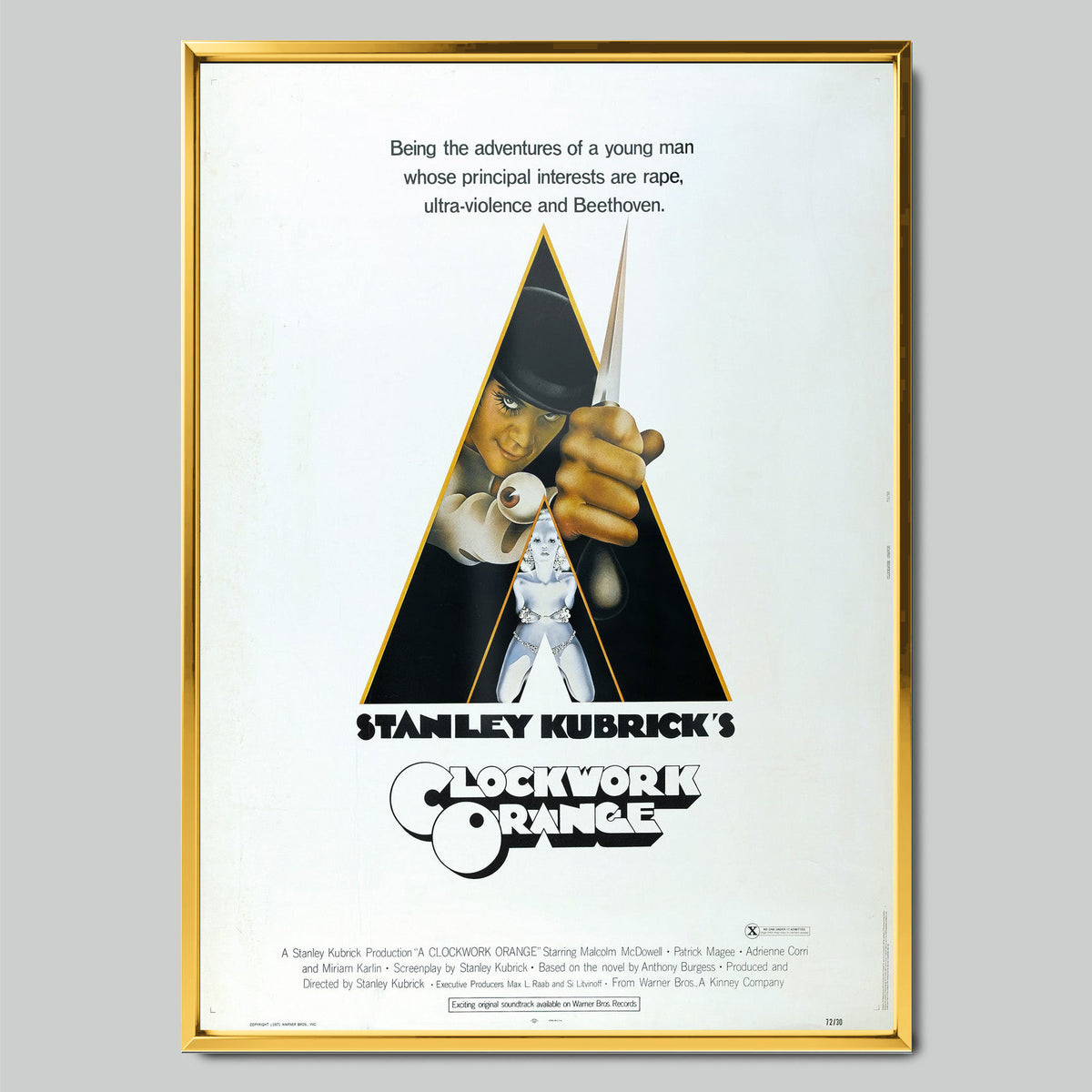 A Clockwork Orange филмов постер със златиста рамка