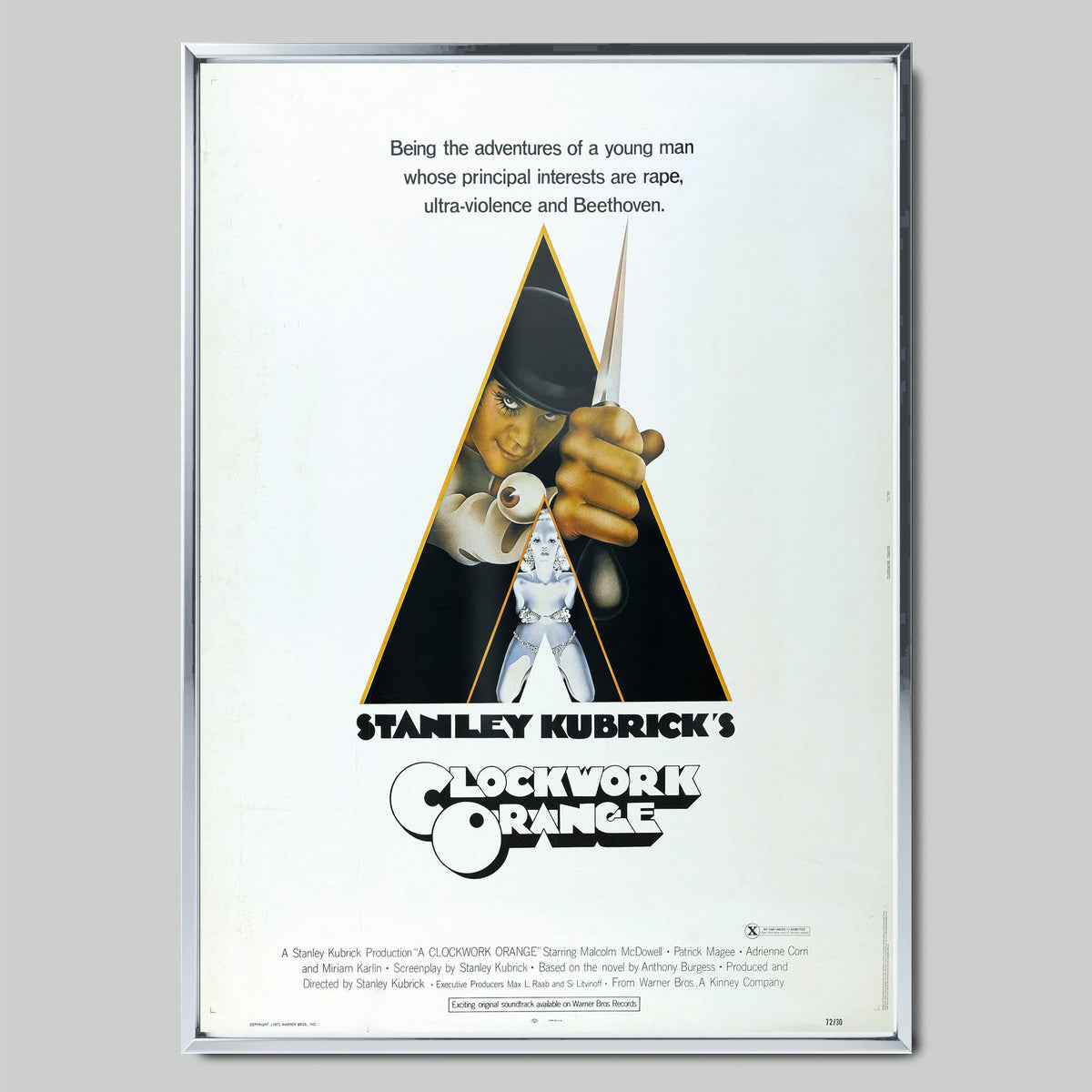 A Clockwork Orange филмов постер със сребриста рамка