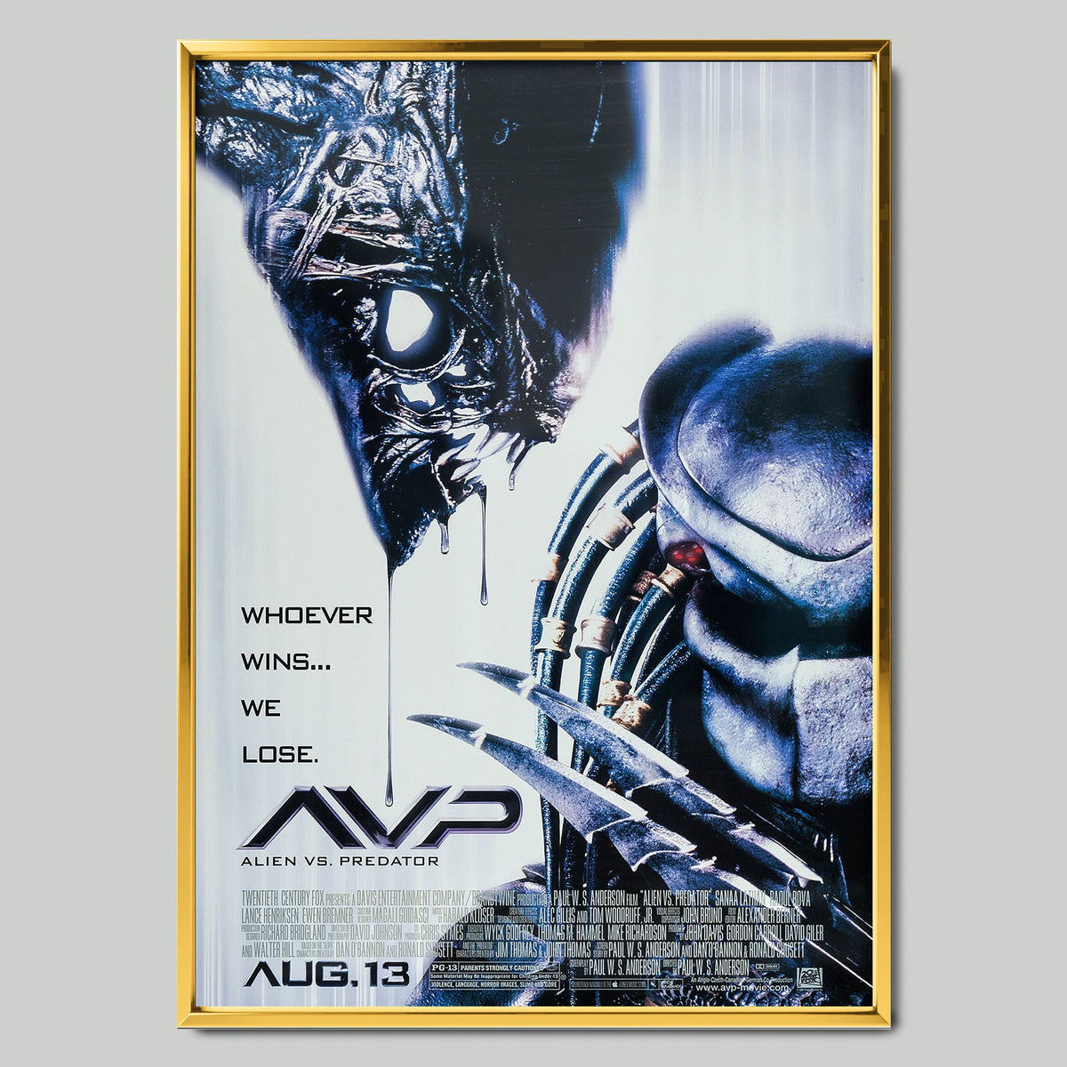 Alien vs. Predator (2004) филмов постер със златиста рамка