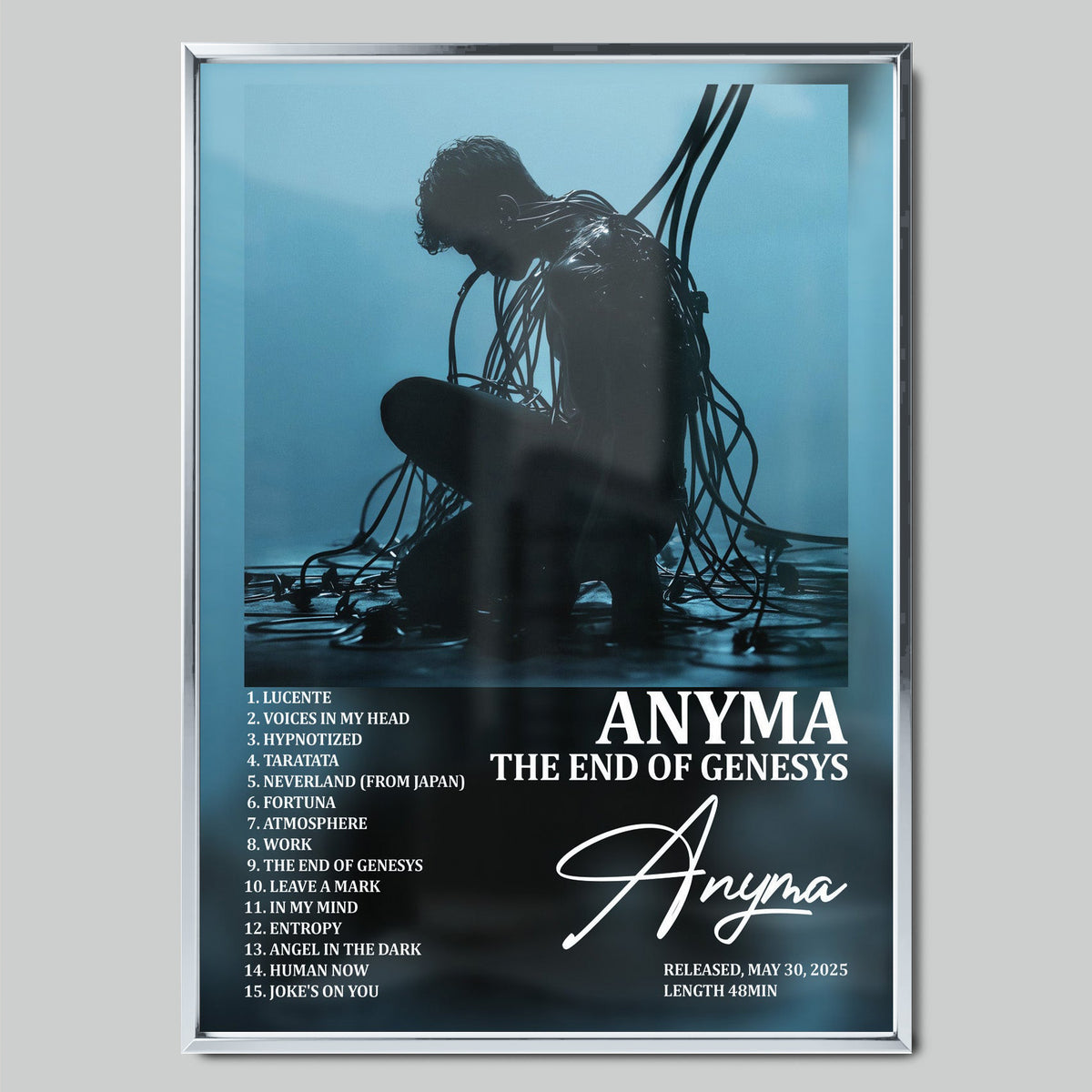 ANYMA - THE END OF GENESYS музикален постер със сребриста рамка