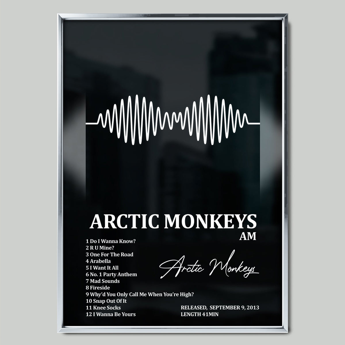 Arctic Monkeys – AM музикален постер със сребриста рамка