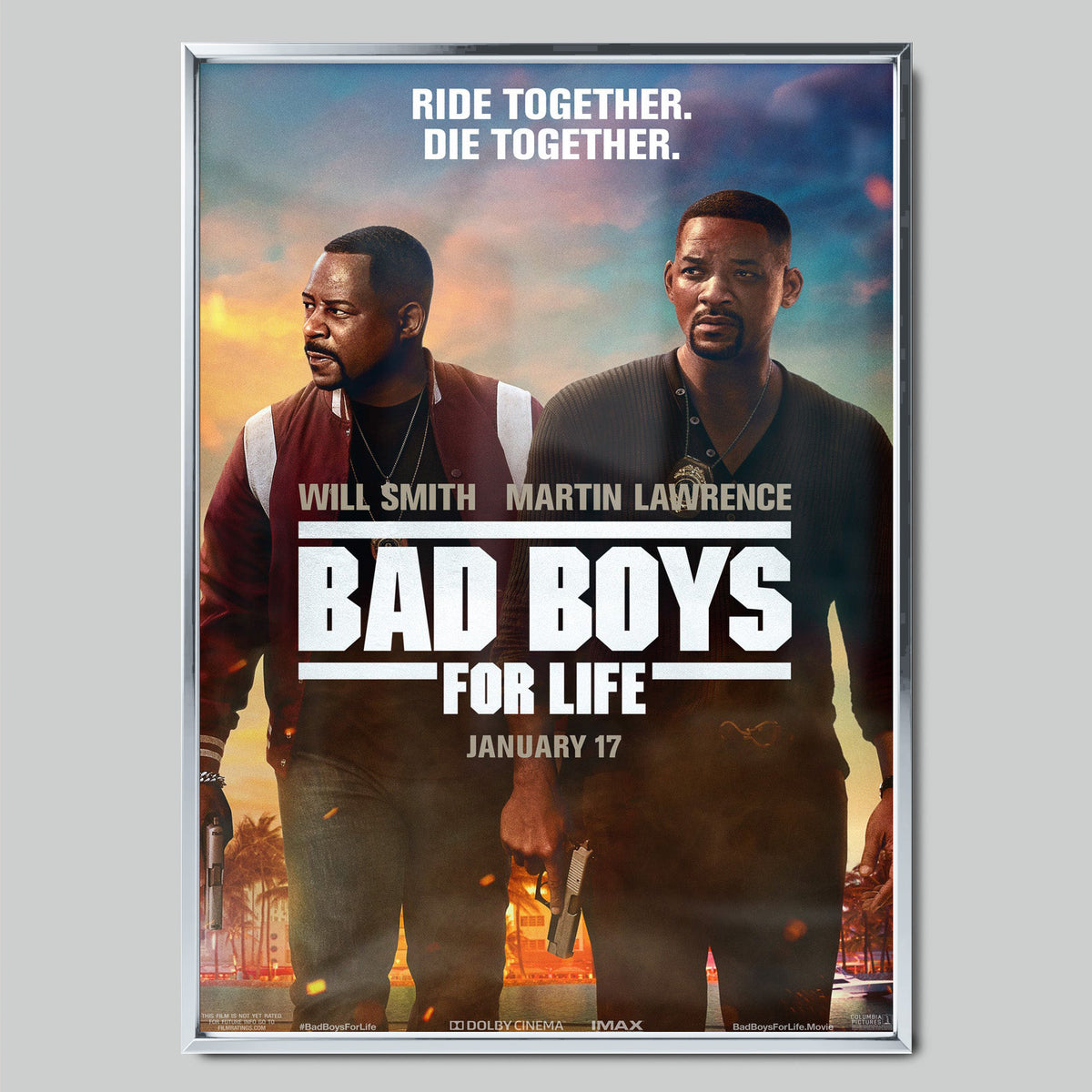 Bad Boys for Life филмов постер със сребриста рамка