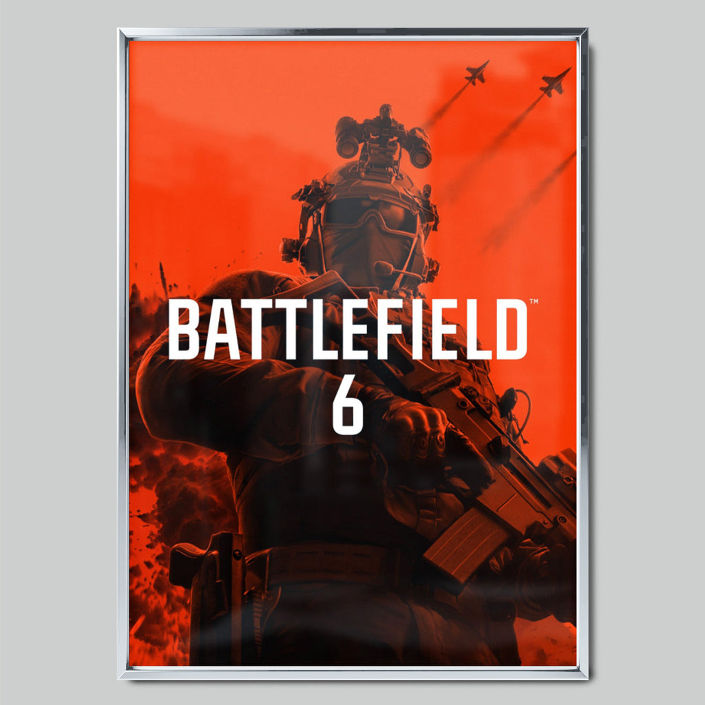 Battlefield 6 геймърски постер със сребриста рамка