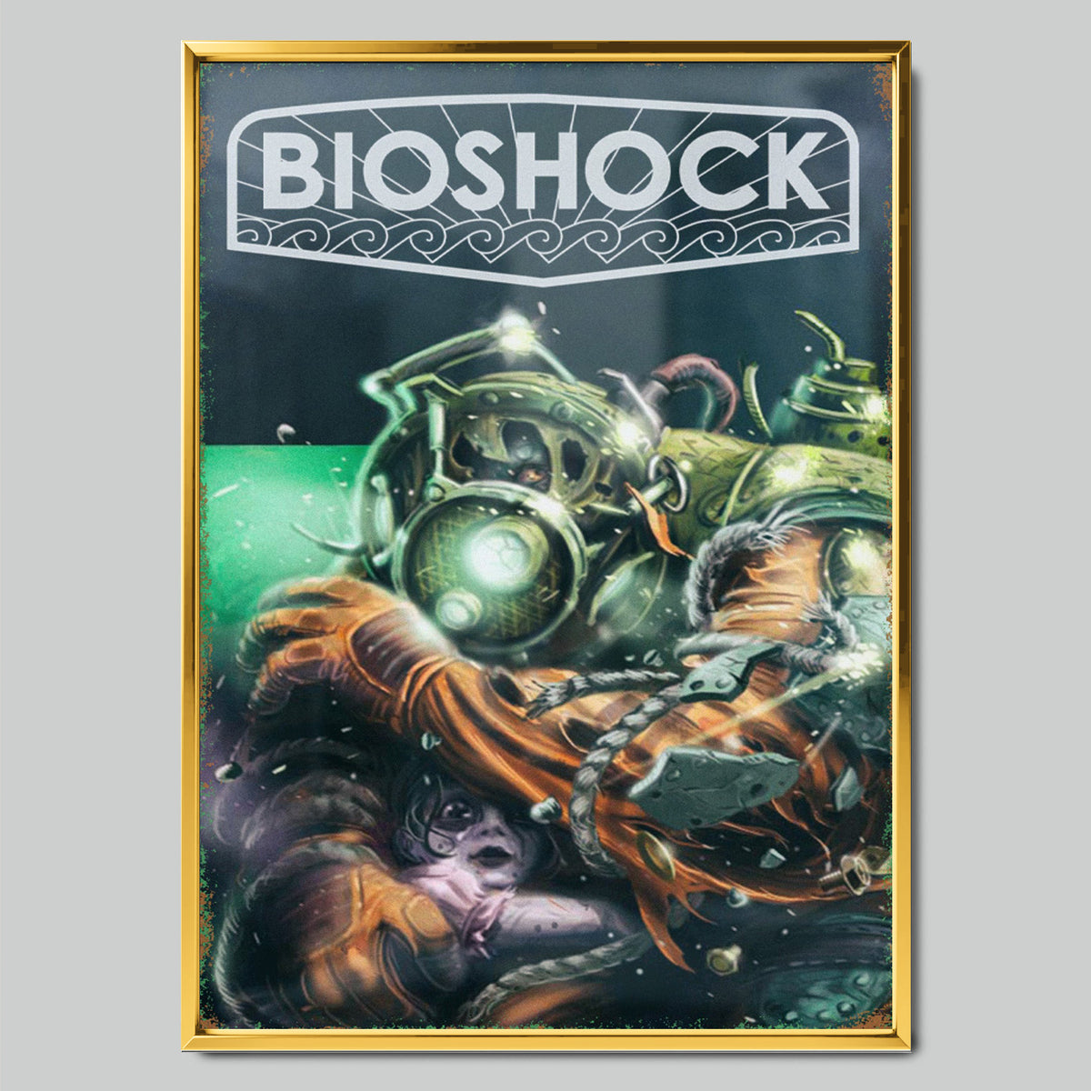BioShock геймърски постер със златиста рамка