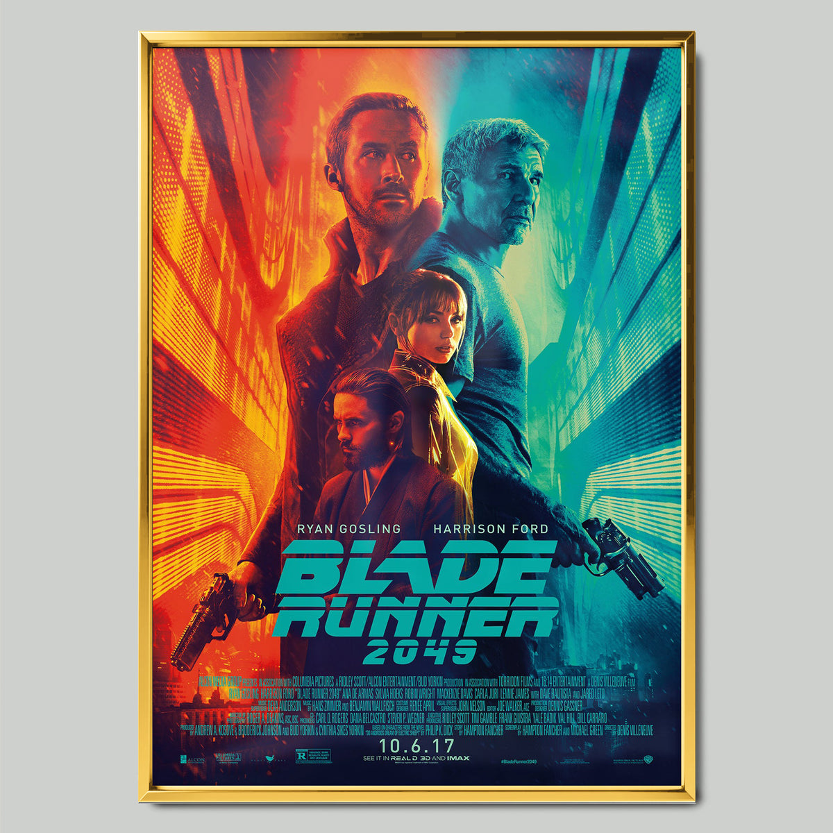 Blade Runner 2049 филмов постер със златиста рамка