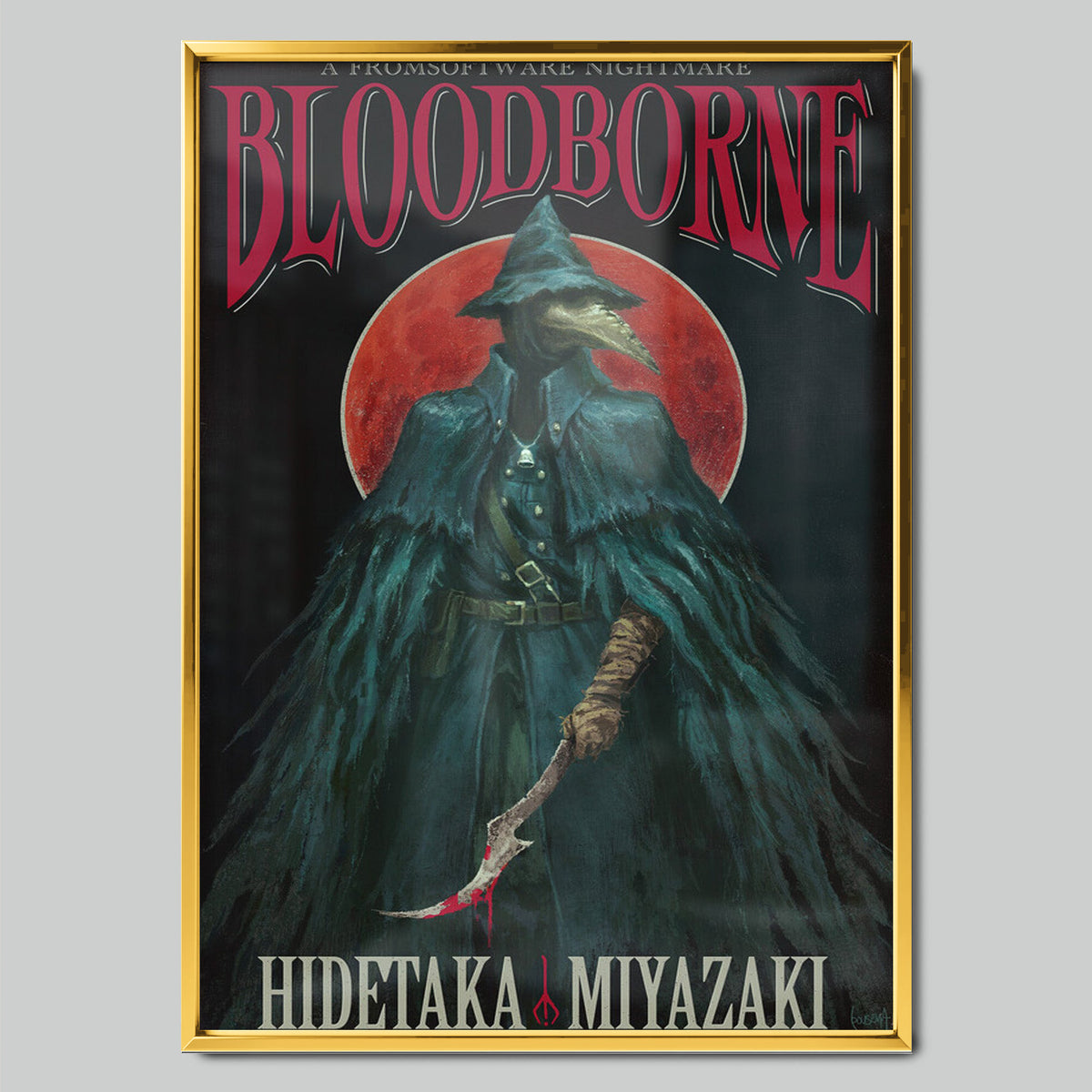 Bloodborne геймърски постер със златиста рамка