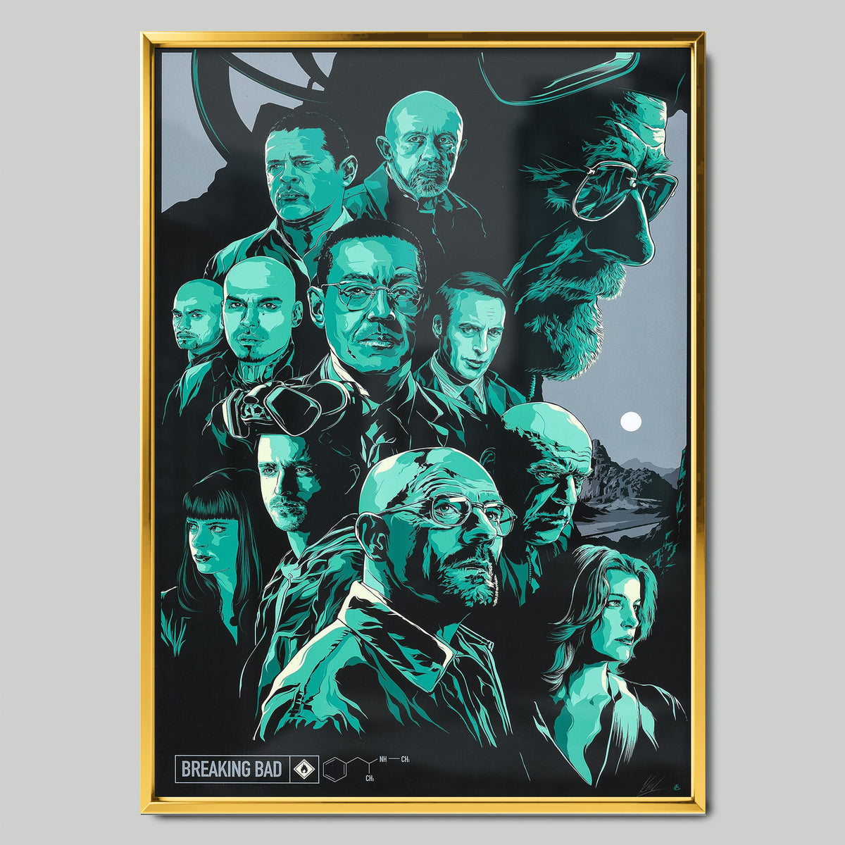 Breaking Bad Characters филмов постер със златиста рамка