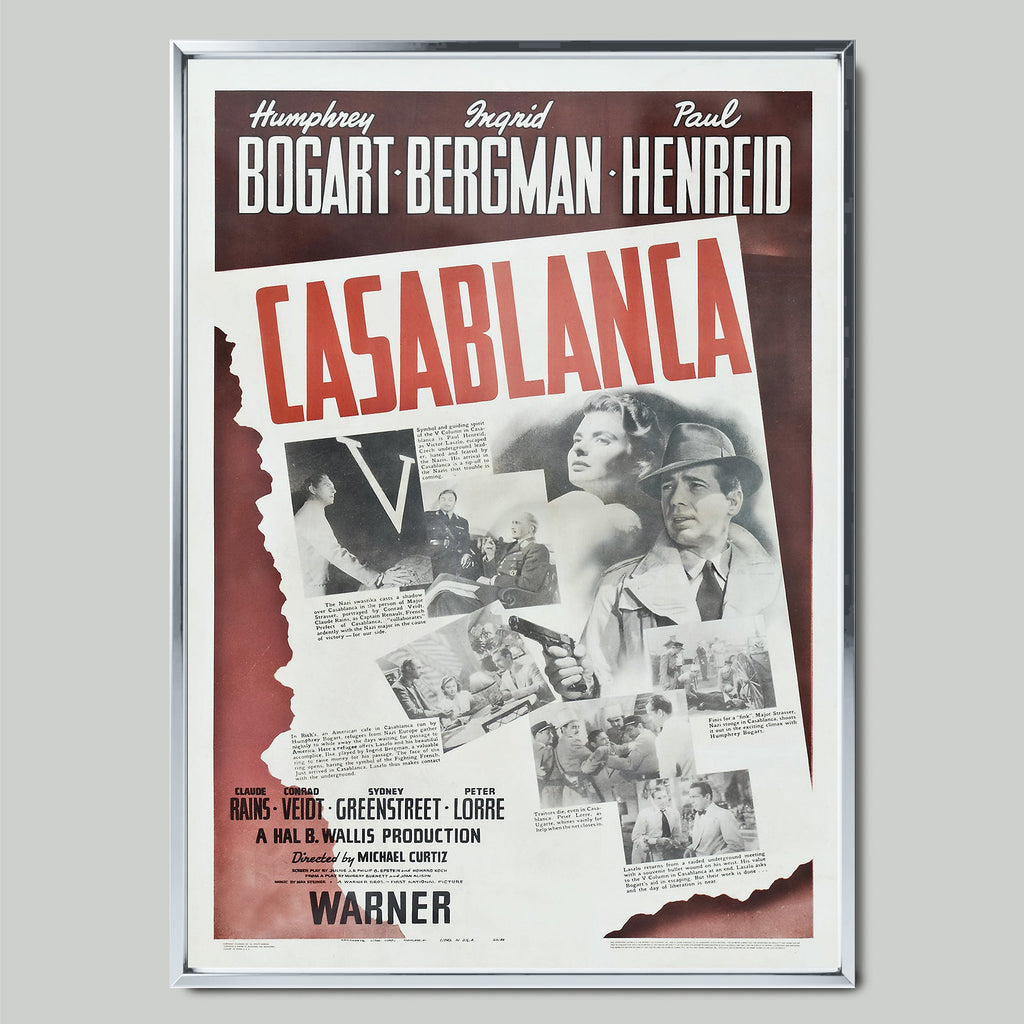 Casablanca 1942 филмов постер със сребриста рамка