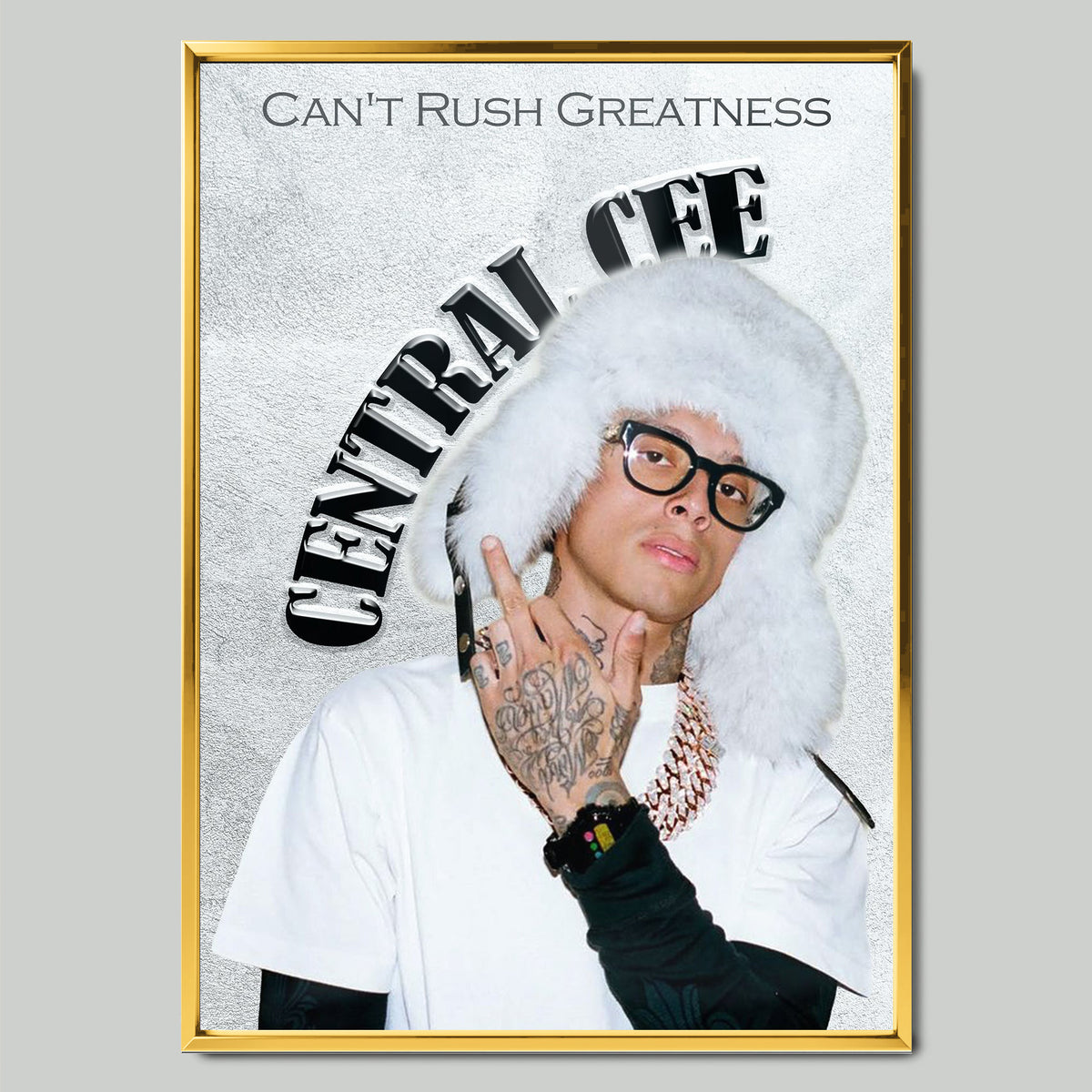 Central Cee - Can't Rush Greatness музикален постер със златиста рамка