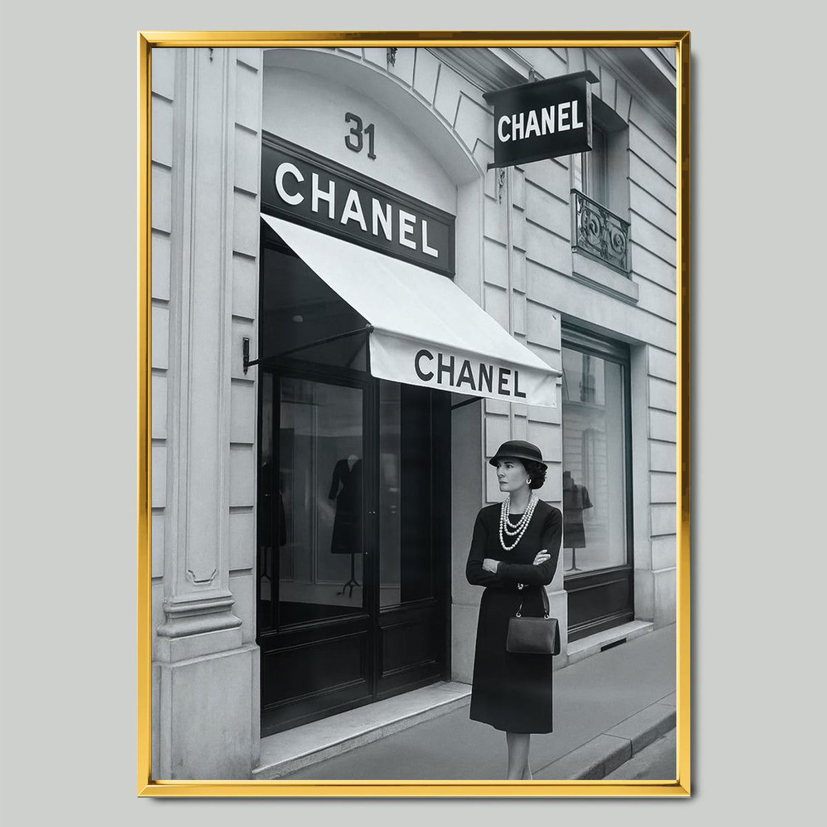 Chanel Store арт постер със златиста рамка