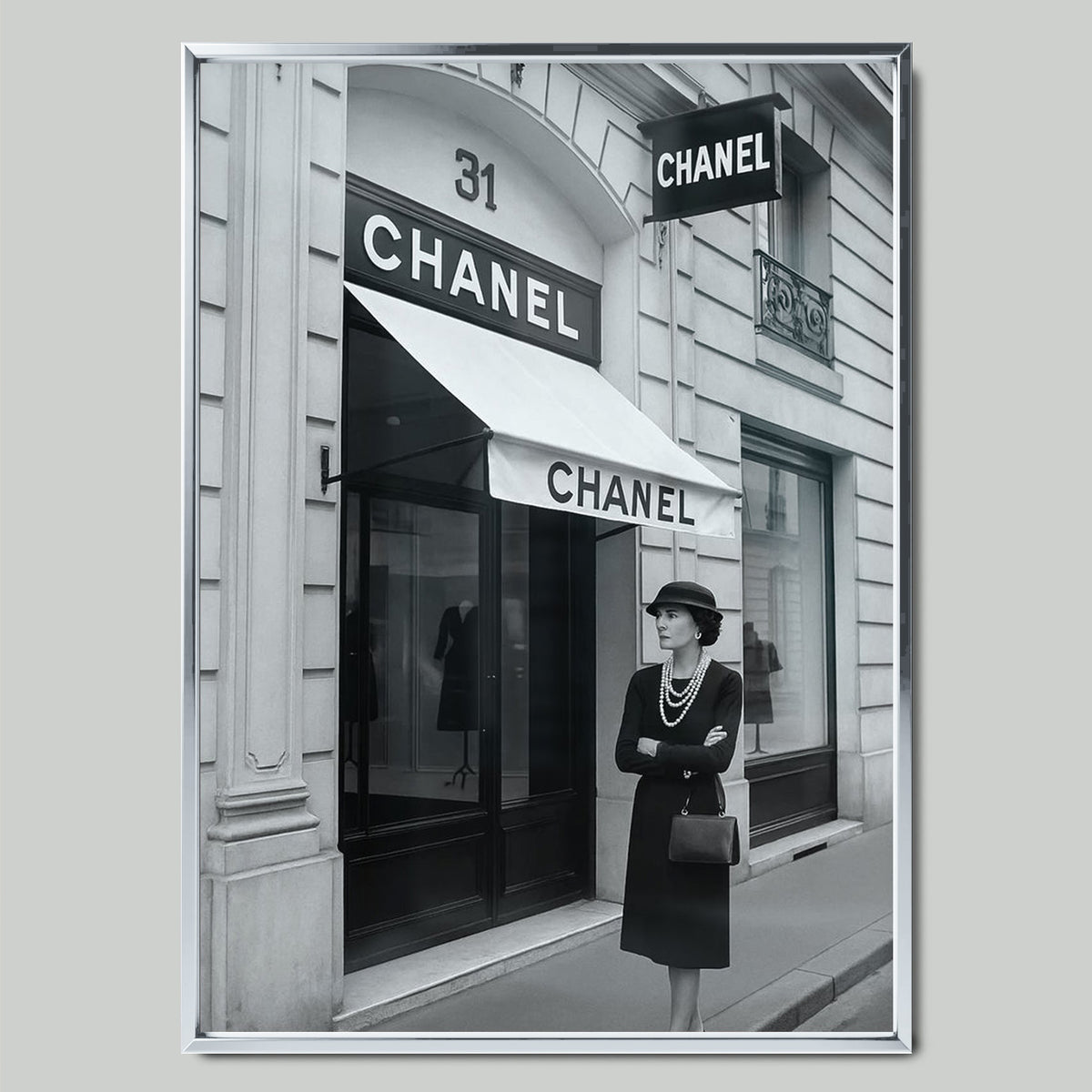 Chanel Store арт постер със сребриста рамка