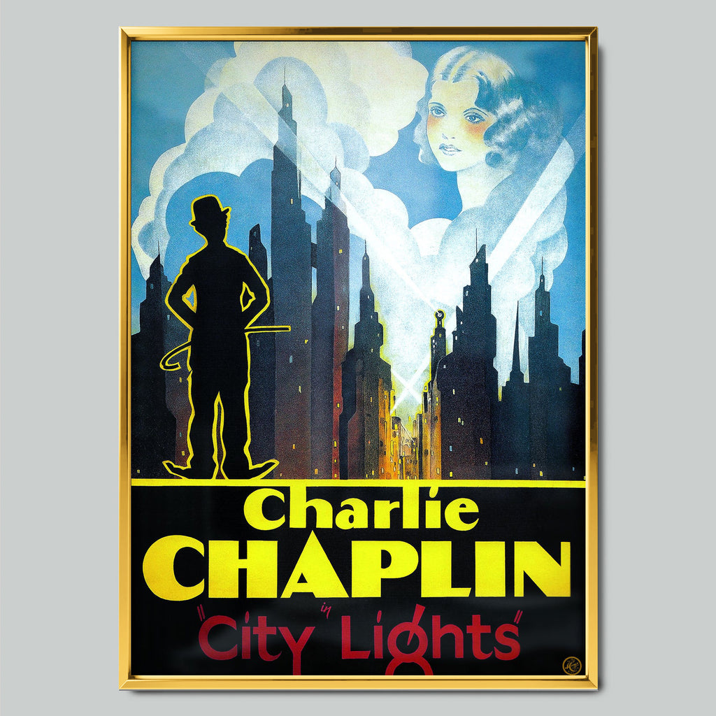City Lights 1931 филмов постер със златиста рамка
