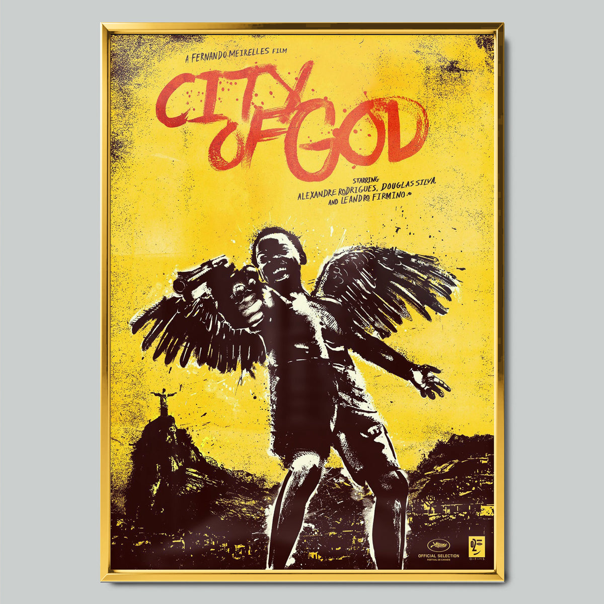 City of God филмов постер със златиста рамка