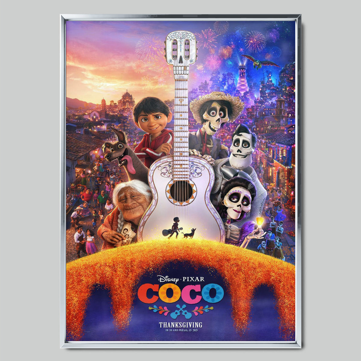 Coco филмов постер със сребриста рамка