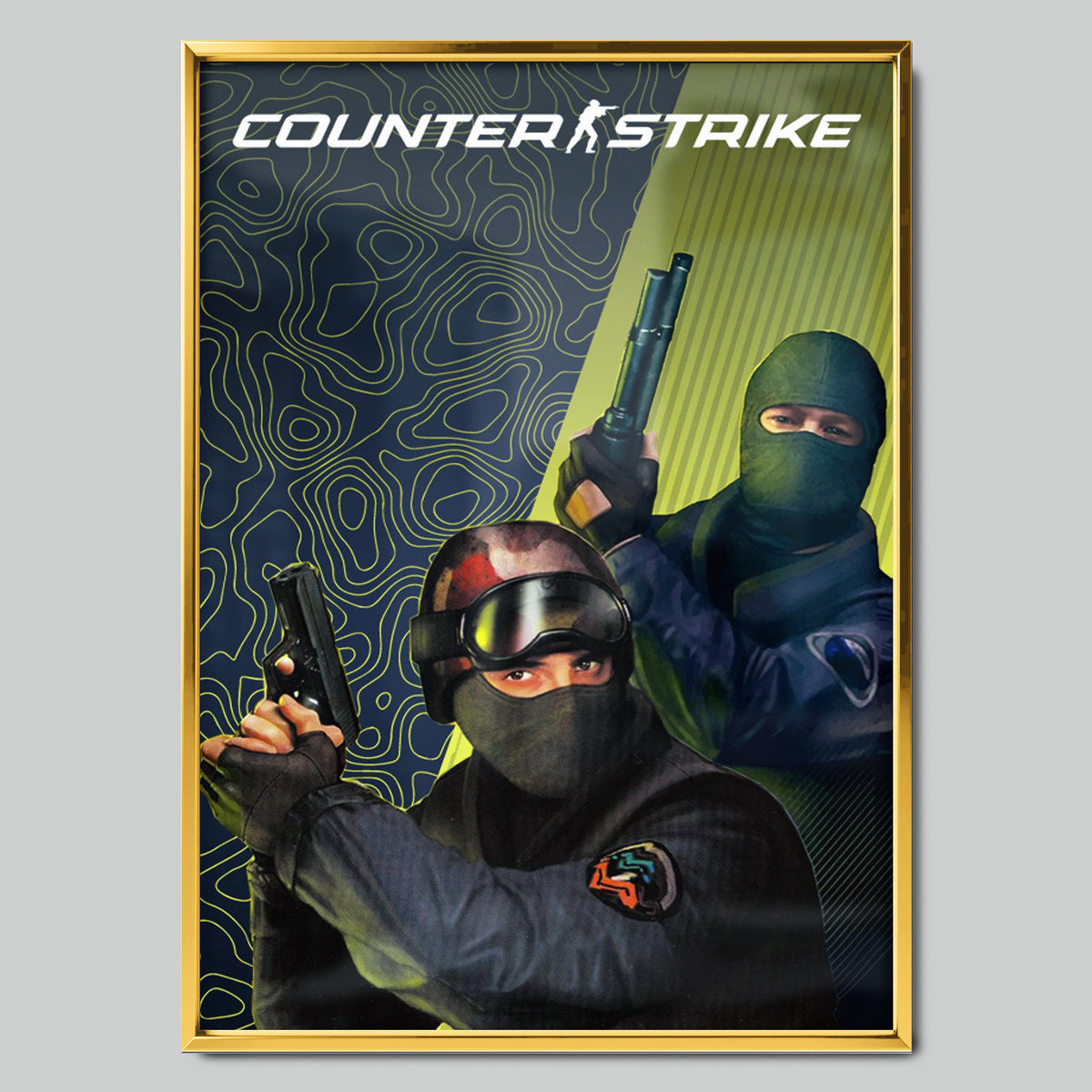 Counter-Strike геймърски постер със златиста рамка
