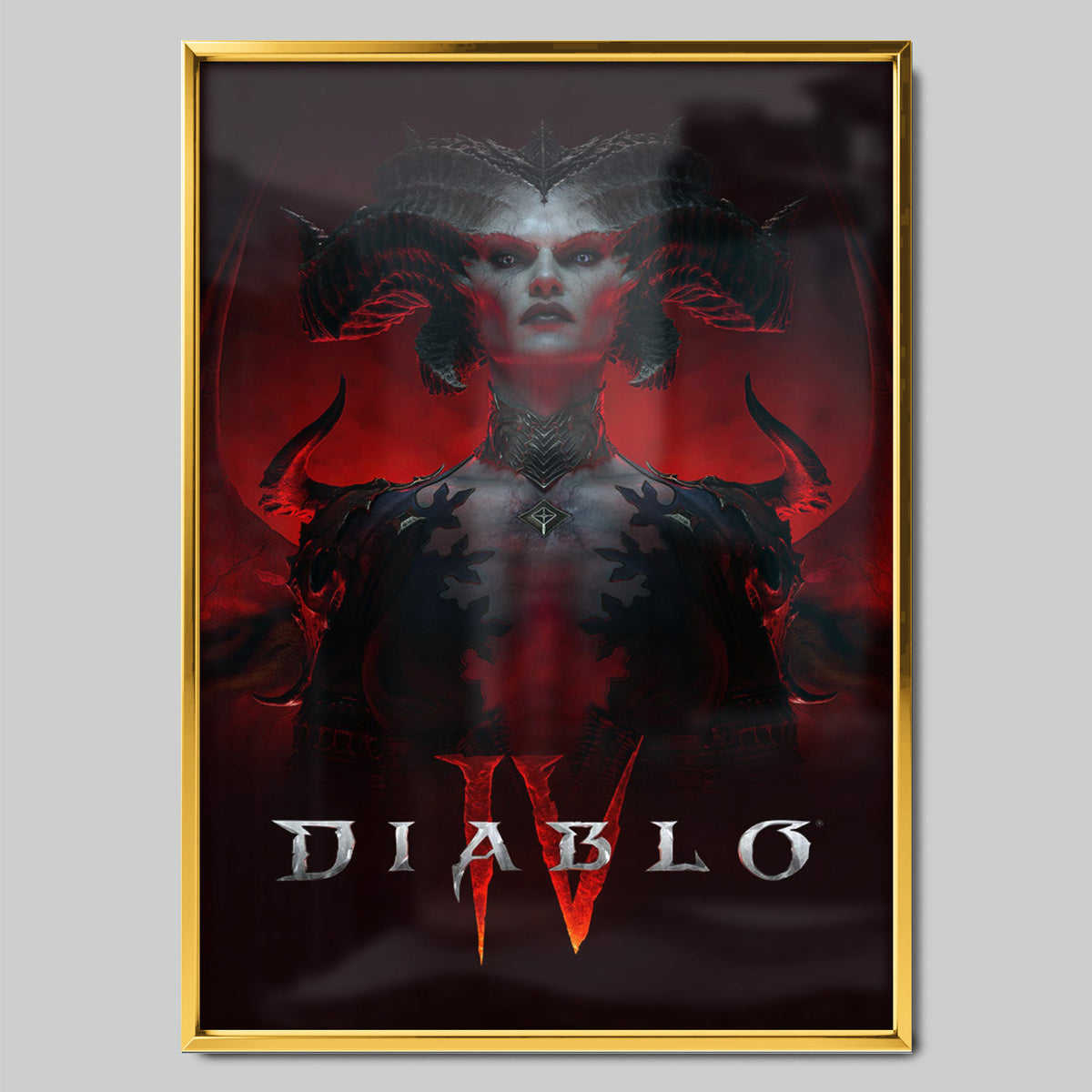 Diablo IV геймърски постер със златиста рамка