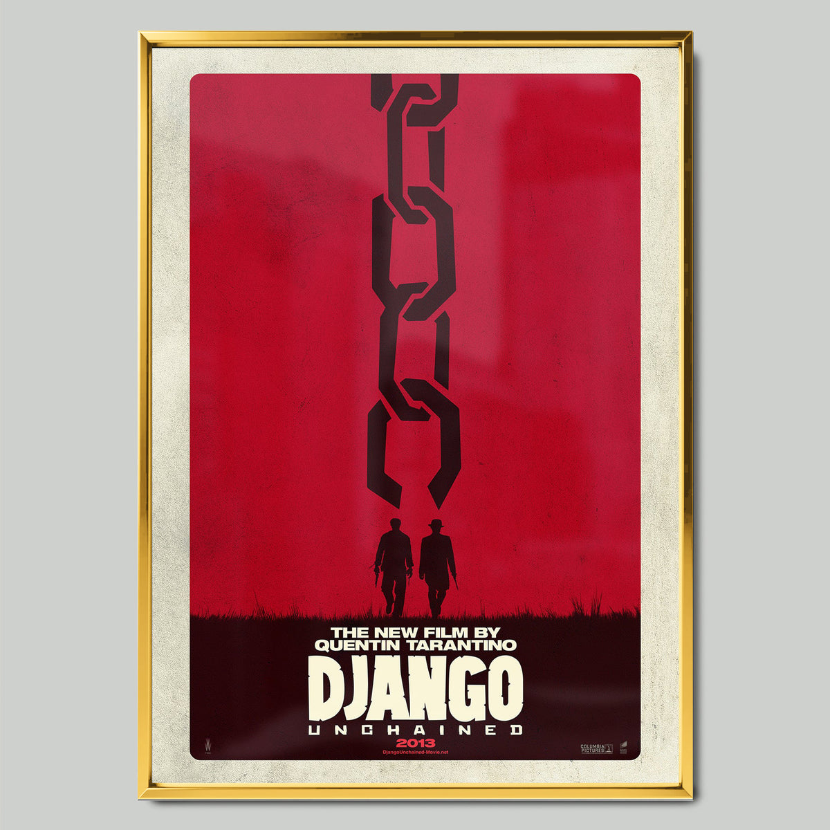 Django Unchained (2012) филмов постер със златиста рамка