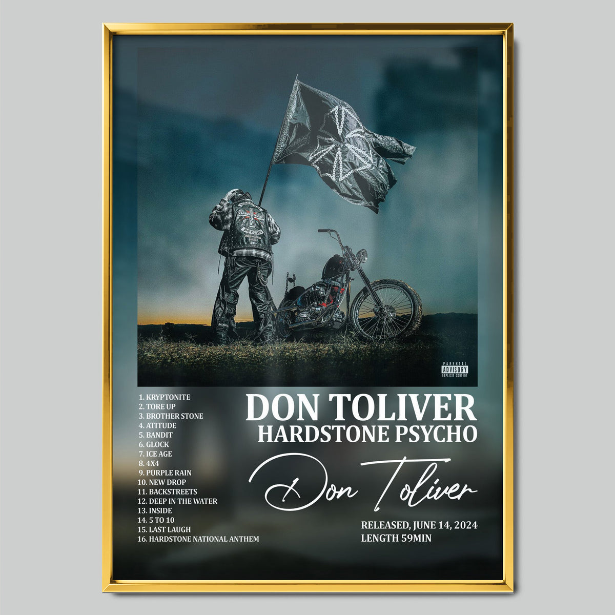 Don Toliver - Hardstone Psycho музикален постер със златиста рамка