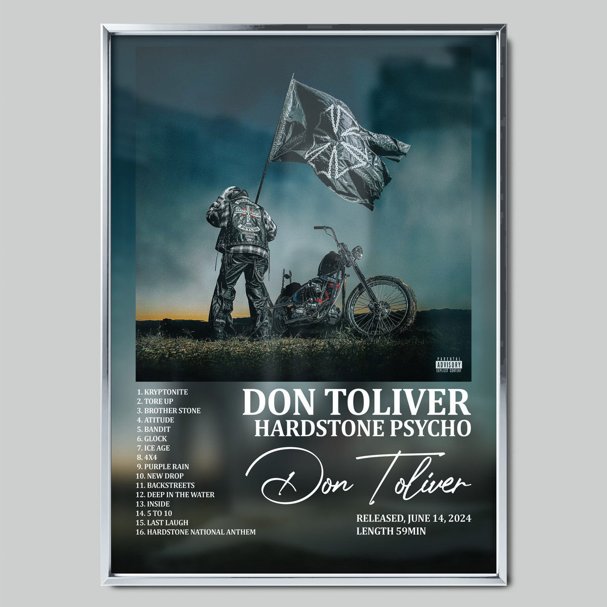 Don Toliver - Hardstone Psycho музикален постер със сребриста рамка