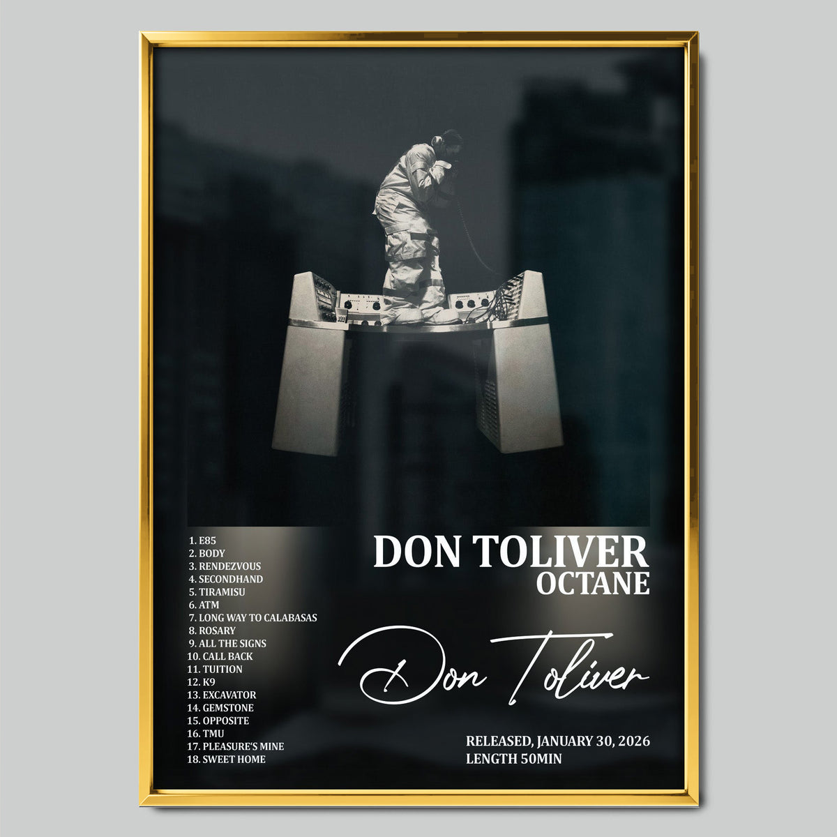 Don Toliver - Octane музикален постер със златиста рамка