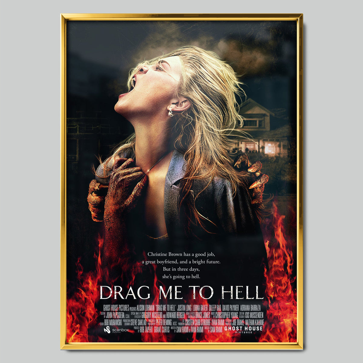 Drag Me to Hell филмов постер със златиста рамка