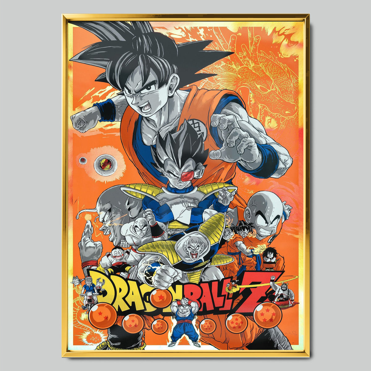 Dragon Ball Z аниме постер със златиста рамка