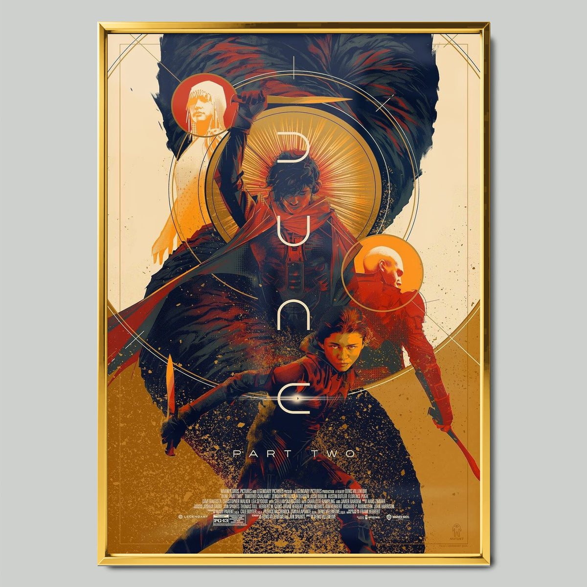 Dune филмов постер със златиста рамка