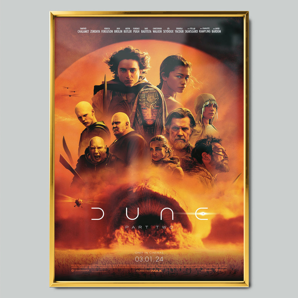 Dune: Part Two (2024) филмов постер със златиста рамка