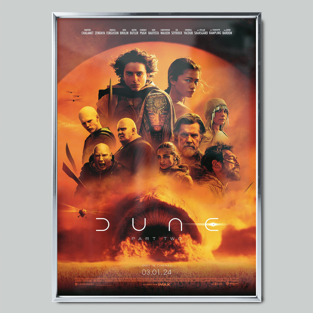 Dune: Part Two (2024) филмов постер със сребриста рамка