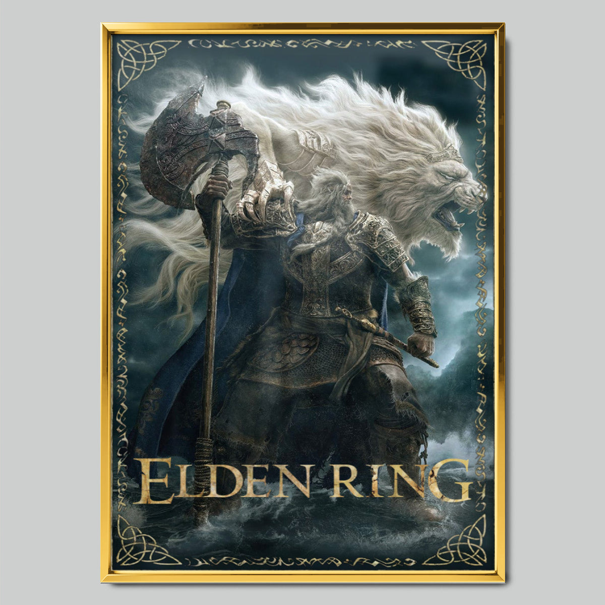 Elden Ring геймърски постер със златиста рамка