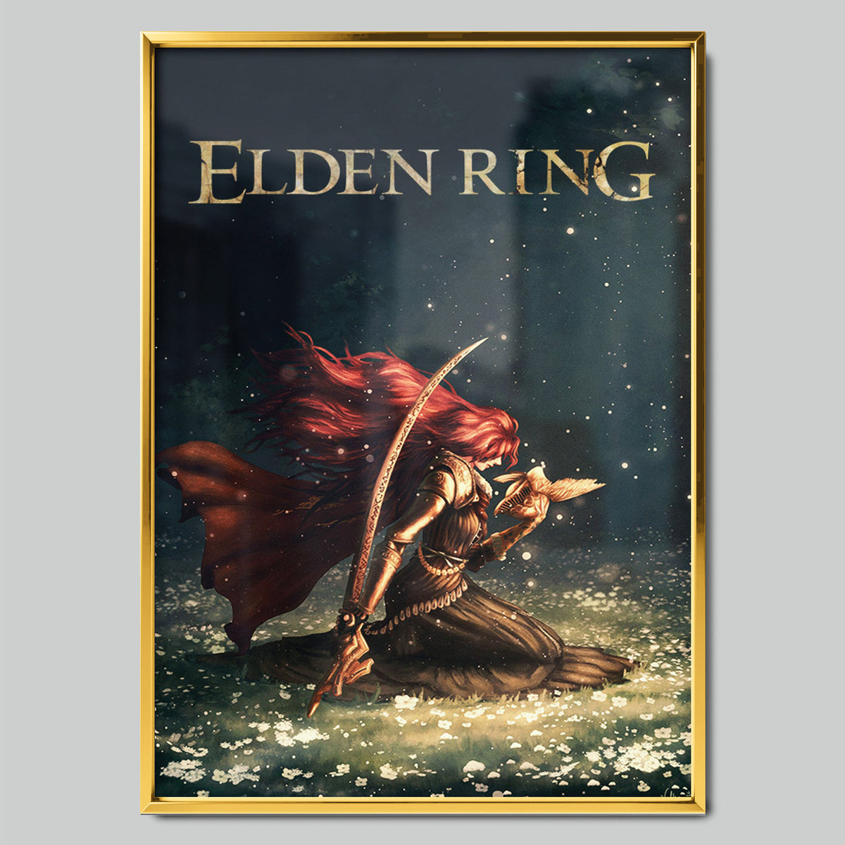 Elden Ring геймърски постер със златиста рамка