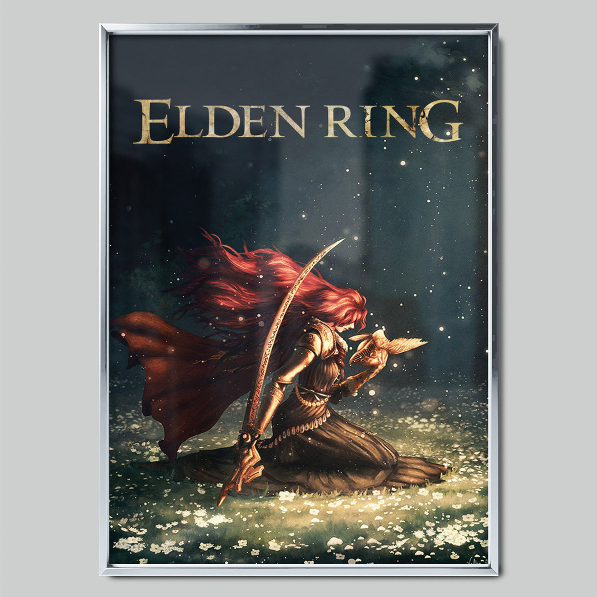 Elden Ring геймърски постер със сребриста рамка