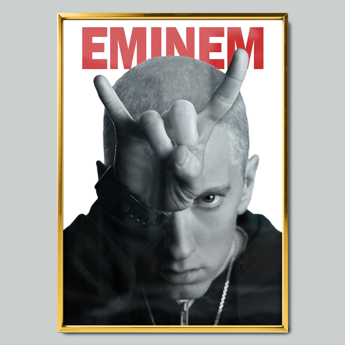 Eminem музикален постер със златиста рамка