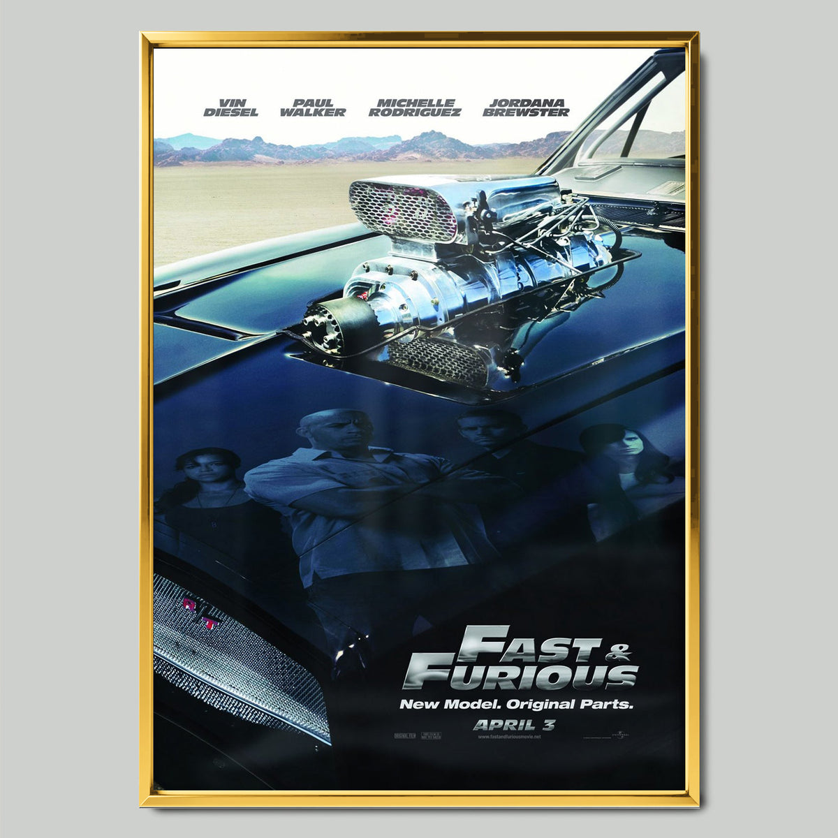 Fast and the Furious филмов постер със златиста рамка