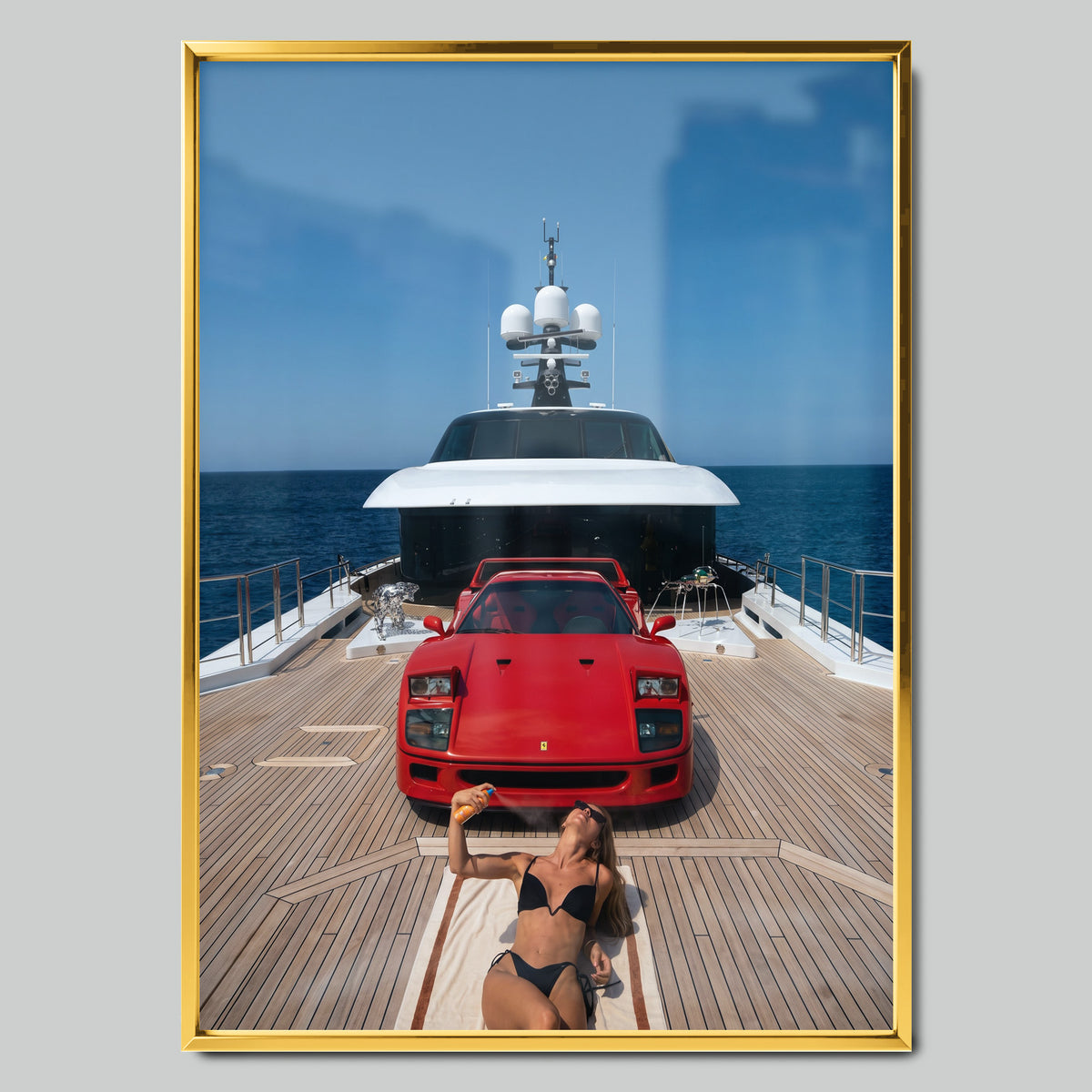 Ferrari Yacht арт постер със златиста рамка