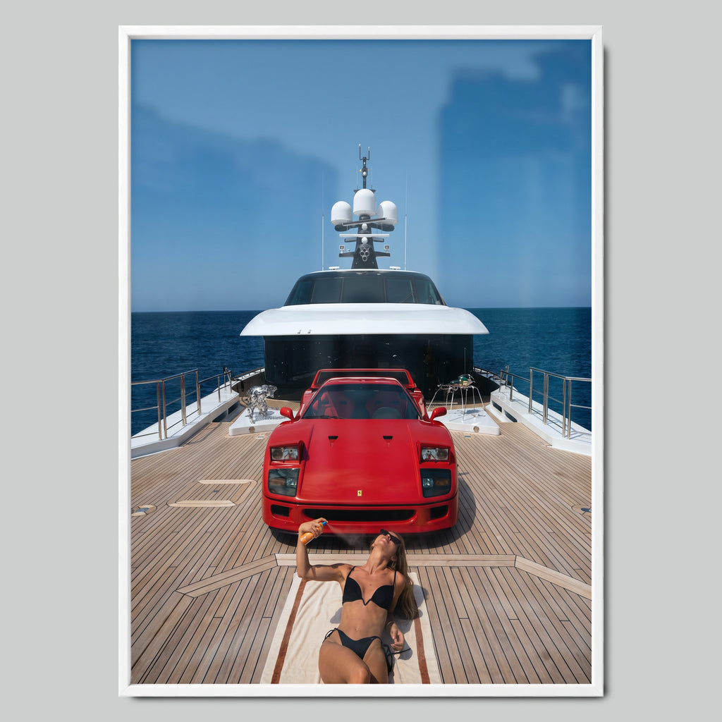 Ferrari Yacht арт постер с бяла рамка