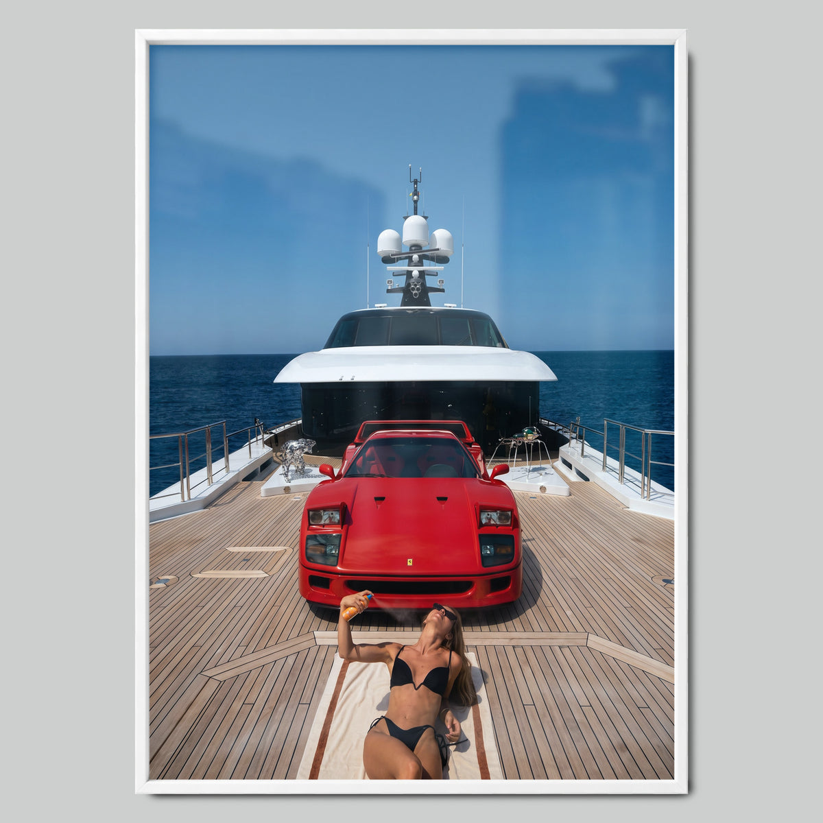 Ferrari Yacht арт постер с бяла рамка