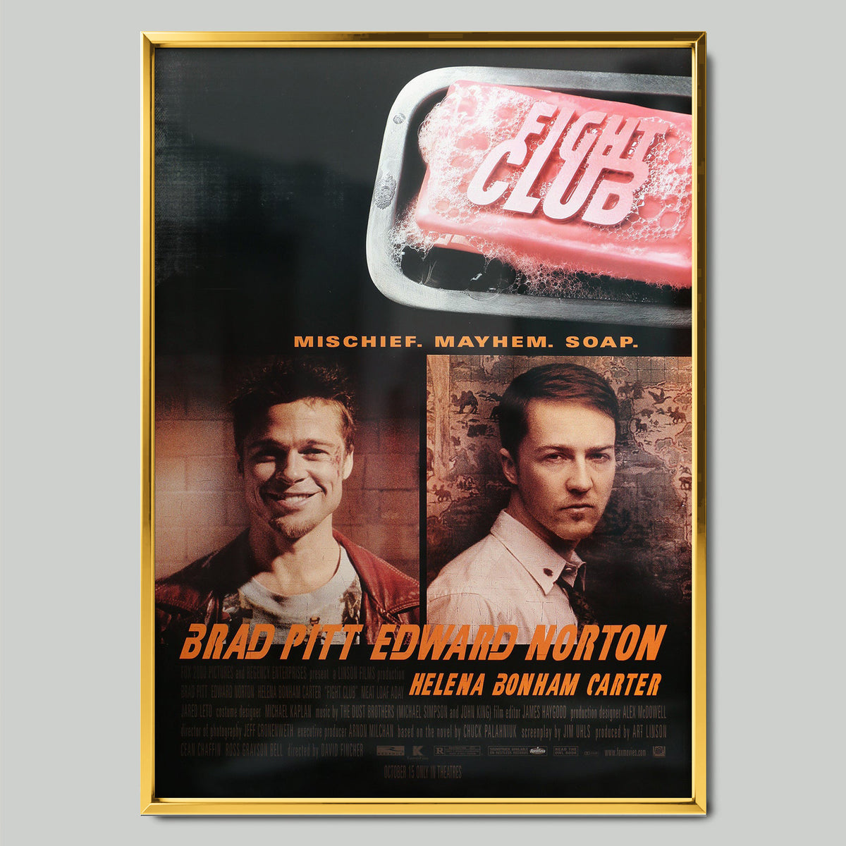 Fight Club (1999) филмов постер със златиста рамка