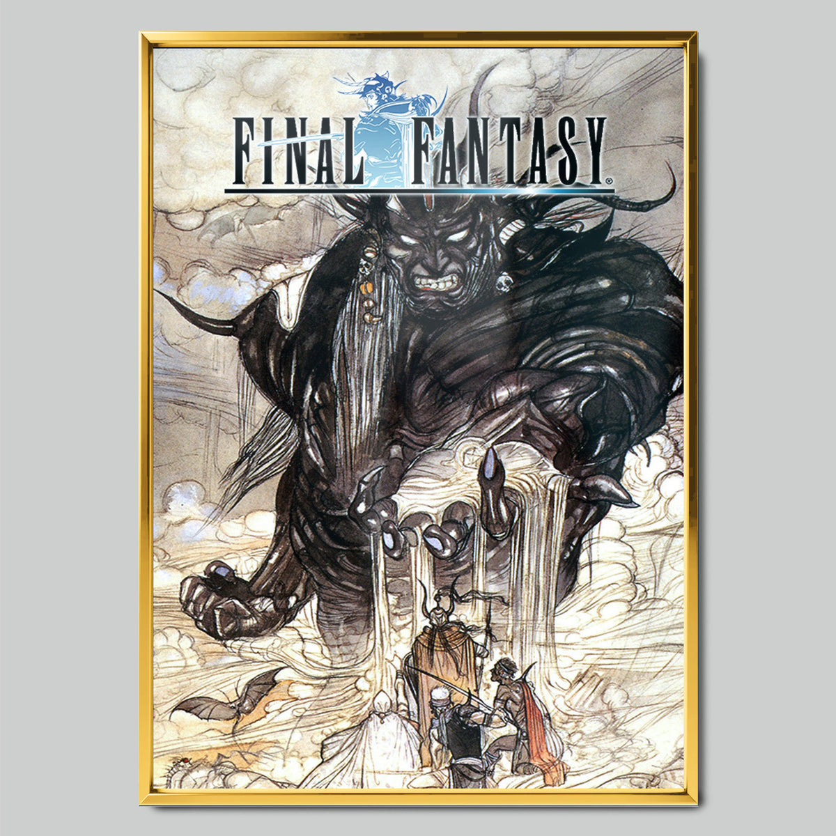 Final Fantasy геймърски постер със златиста рамка