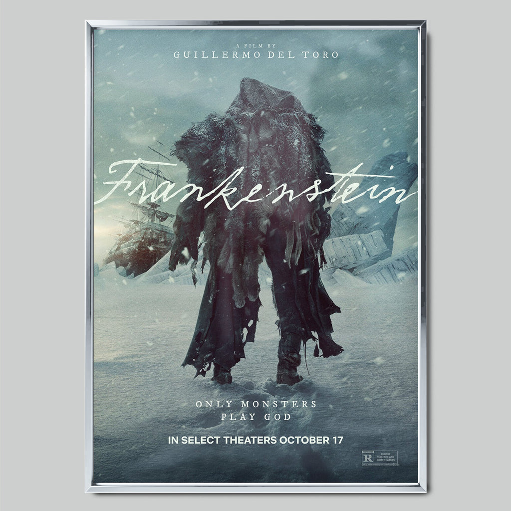 Frankenstein 2025 филмов постер със сребриста рамка