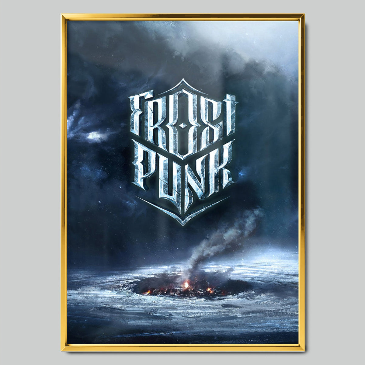 Frostpunk геймърски постер със златиста рамка
