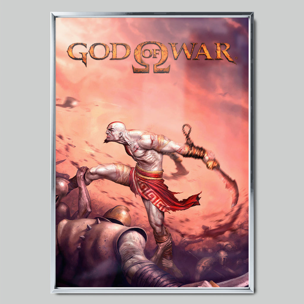 God of War геймърски постер със сребриста рамка