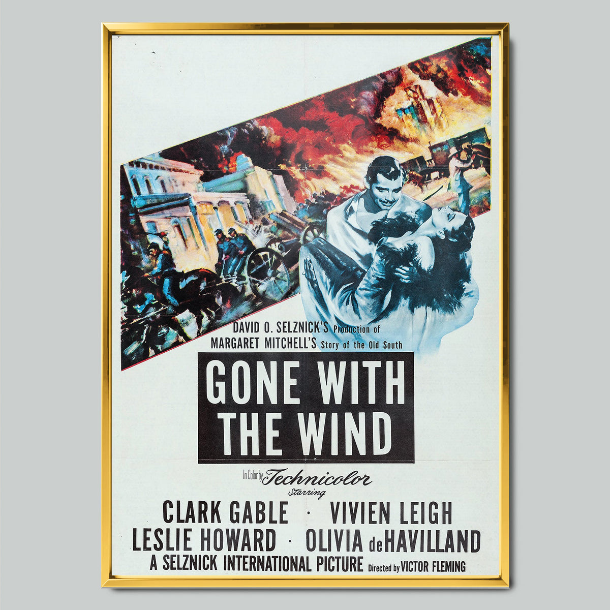 Gone with the Wind 1939 филмов постер със златиста рамка