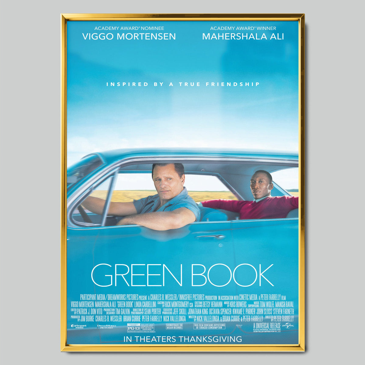 Green Book филмов постер със златиста рамка
