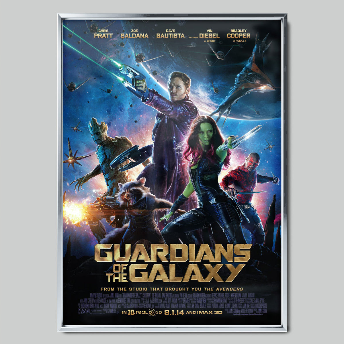 Guardians of the Galaxy 2014 филмов постер със сребриста рамка