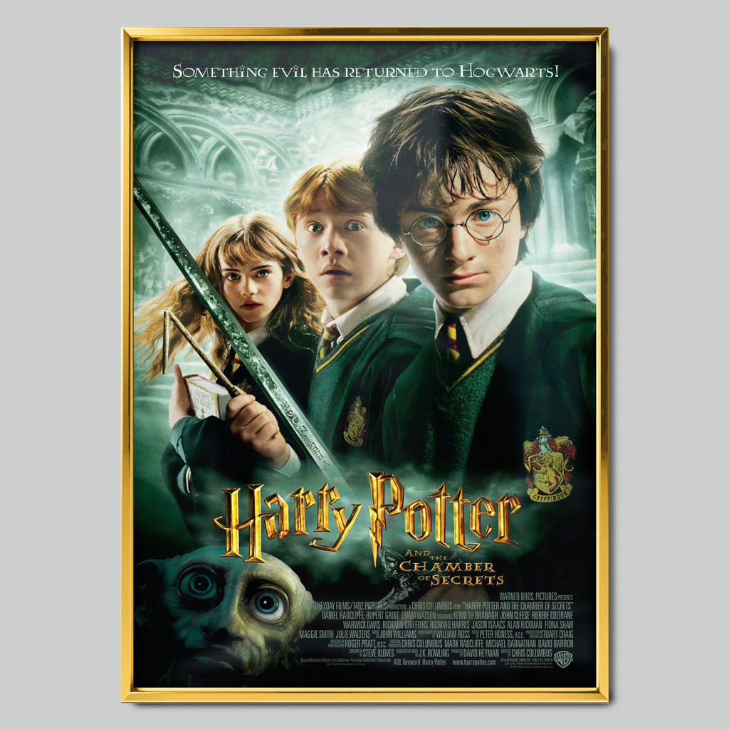 Harry Potter and the Chamber of Secrets филмов постер със златиста рамка