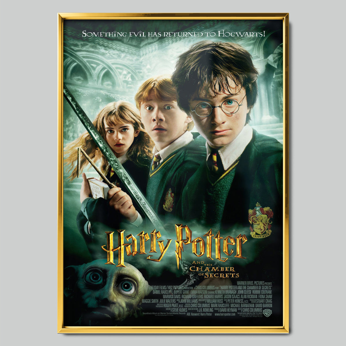 Harry Potter and the Chamber of Secrets филмов постер със златиста рамка