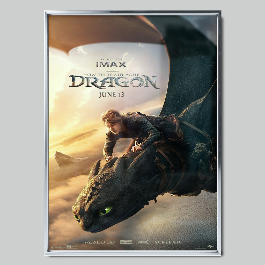 How to Train Your Dragon филмов постер със сребриста рамка