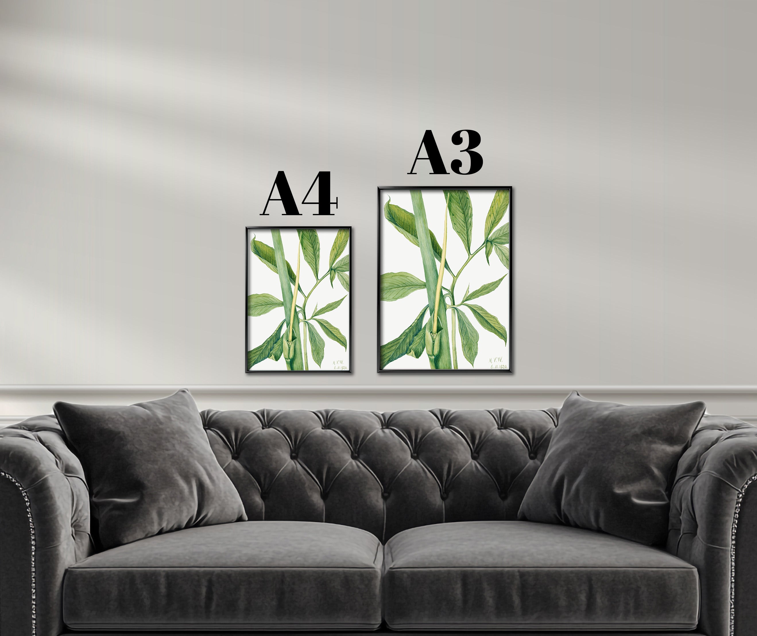 Botanical Sketch of Green Leaves