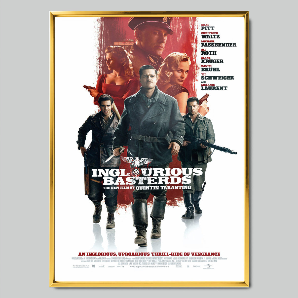 Inglourious Basterds филмов постер със златиста рамка